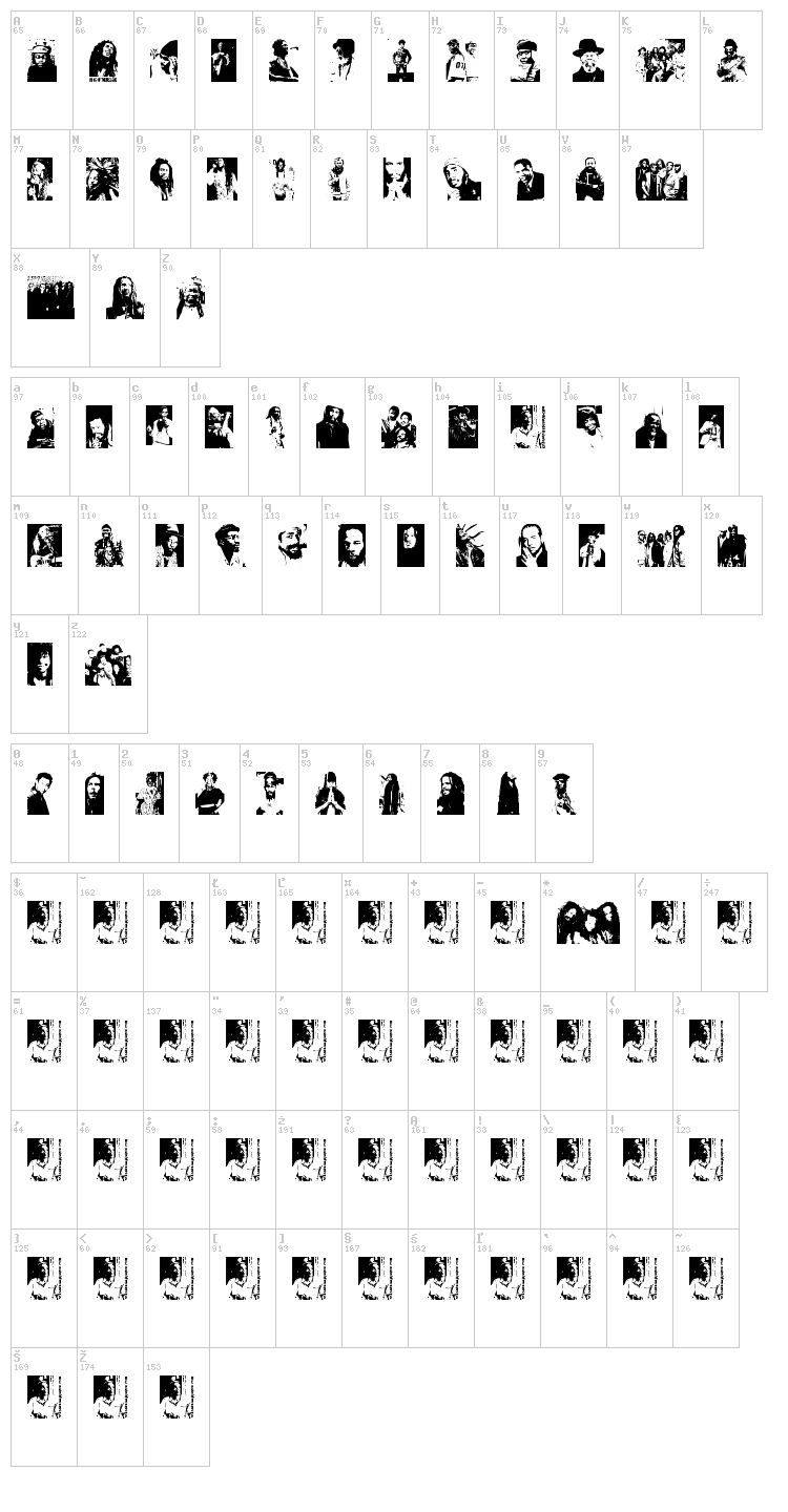 Reggae Greatest font map